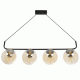 GloboStar® LATTICE 203-0018 Μοντέρνο Κρεμαστό Φωτιστικό Ράγα Πολύφωτο 4 x E27 IP20 Μαύρο & Μπρούτζινο Μέταλλο με Mελί Γυαλί - Μ78 x Π15 x Υ81cm