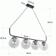 GloboStar® LATTICE 203-0018 Μοντέρνο Κρεμαστό Φωτιστικό Ράγα Πολύφωτο 4 x E27 IP20 Μαύρο & Μπρούτζινο Μέταλλο με Mελί Γυαλί - Μ78 x Π15 x Υ81cm