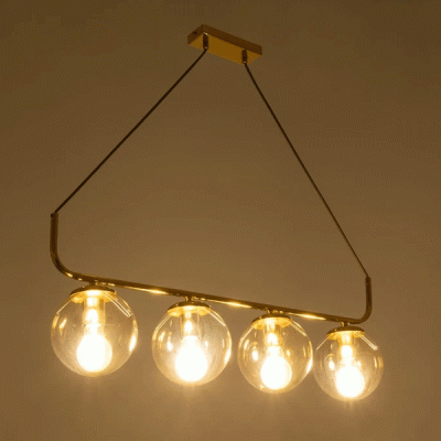 GloboStar® LATTICE 203-0019 Μοντέρνο Φωτιστικό Οροφής Ράγα Πολύφωτο 4 x E27 IP20 Χρυσό Μέταλλο με μελί Γυαλί - Μ78 x Π35 x Υ62cm