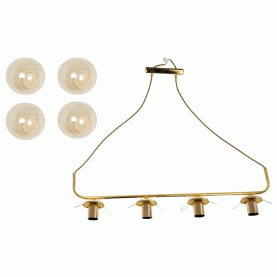 GloboStar® LATTICE 203-0019 Μοντέρνο Φωτιστικό Οροφής Ράγα Πολύφωτο 4 x E27 IP20 Χρυσό Μέταλλο με μελί Γυαλί - Μ78 x Π35 x Υ62cm