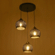 GloboStar® YASAM 203-0022 Vintage Κρεμαστό Φωτιστικό Σχοινί Τρίφωτο 3 x E27 IP20 Μαύρο Σχοινί - Μ35 x Π35 x Υ80cm