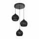 GloboStar® YASAM 203-0022 Vintage Κρεμαστό Φωτιστικό Σχοινί Τρίφωτο 3 x E27 IP20 Μαύρο Σχοινί - Μ35 x Π35 x Υ80cm