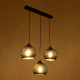 GloboStar® YASAM 203-0026 Vintage Κρεμαστό Φωτιστικό Σχοινί Τρίφωτο 3 x E27 IP20 Μαύρο Σχοινί - Μ55 x Π25 x Υ90cm