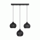 GloboStar® YASAM 203-0026 Vintage Κρεμαστό Φωτιστικό Σχοινί Τρίφωτο 3 x E27 IP20 Μαύρο Σχοινί - Μ55 x Π25 x Υ90cm