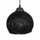 GloboStar® YASAM 203-0026 Vintage Κρεμαστό Φωτιστικό Σχοινί Τρίφωτο 3 x E27 IP20 Μαύρο Σχοινί - Μ55 x Π25 x Υ90cm
