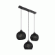 GloboStar® YASAM 203-0026 Vintage Κρεμαστό Φωτιστικό Σχοινί Τρίφωτο 3 x E27 IP20 Μαύρο Σχοινί - Μ55 x Π25 x Υ90cm