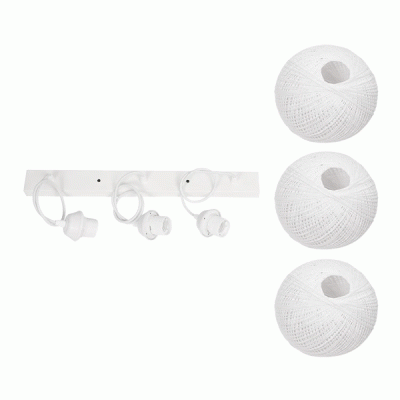 GloboStar® YASAM 203-0027 Vintage Κρεμαστό Φωτιστικό Σχοινί Τρίφωτο 3 x E27 IP20 Λευκό Σχοινί - Μ55 x Π25 x Υ80cm