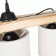 GloboStar® CUP 203-0054 Vintage Κρεμαστό Φωτιστικό Ράγα Πολύφωτο 5 x E27 IP20 Μπεζ Ξύλο με Λευκό Ύφασμα - Μ100 x Π14 x Υ71cm