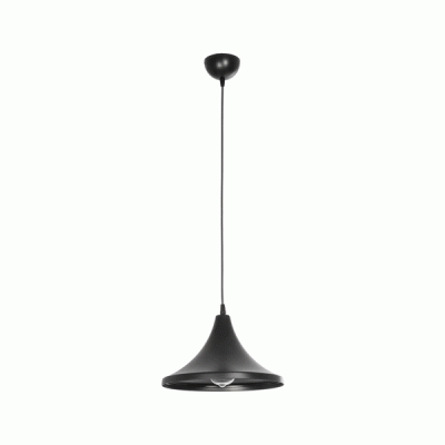 GloboStar® BELFRY 203-0078 Μοντέρνο Κρεμαστό Φωτιστικό Καμπάνα Μονόφωτο 1 x E27 IP20 Μαύρο Πλαστικό - Μ29.5 x Π29.5 x Υ90cm