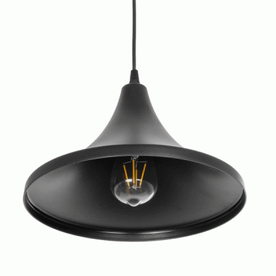 GloboStar® BELFRY 203-0078 Μοντέρνο Κρεμαστό Φωτιστικό Καμπάνα Μονόφωτο 1 x E27 IP20 Μαύρο Πλαστικό - Μ29.5 x Π29.5 x Υ90cm
