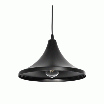 GloboStar® BELFRY 203-0078 Μοντέρνο Κρεμαστό Φωτιστικό Καμπάνα Μονόφωτο 1 x E27 IP20 Μαύρο Πλαστικό - Μ29.5 x Π29.5 x Υ90cm