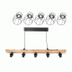 GloboStar® BARISTA 203-0095 Vintage Κρεμαστό Φωτιστικό Ράγα Πολύφωτο 5 x E27 IP20 Μαύρο Μεταλλό με Μπεζ Ξύλο - Μ50 x Π8 x Υ3cm