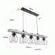 GloboStar® BARISTA 203-0095 Vintage Κρεμαστό Φωτιστικό Ράγα Πολύφωτο 5 x E27 IP20 Μαύρο Μεταλλό με Μπεζ Ξύλο - Μ50 x Π8 x Υ3cm