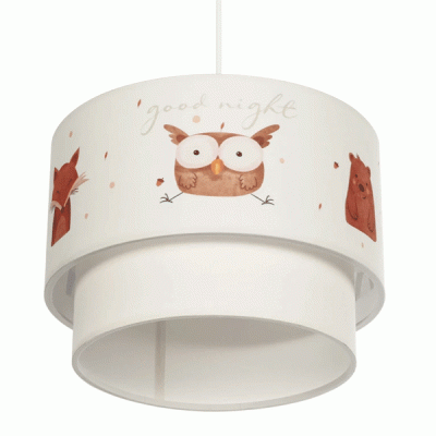 GloboStar® OWL 204-0001 Παιδικό Κρεμαστό Φωτιστικό Φιγούρα Μονόφωτο 1 x E27 IP20 Λευκό Ύφασμα - Μ30 x Π30 x Υ70cm