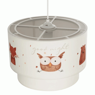 GloboStar® OWL 204-0001 Παιδικό Κρεμαστό Φωτιστικό Φιγούρα Μονόφωτο 1 x E27 IP20 Λευκό Ύφασμα - Μ30 x Π30 x Υ70cm