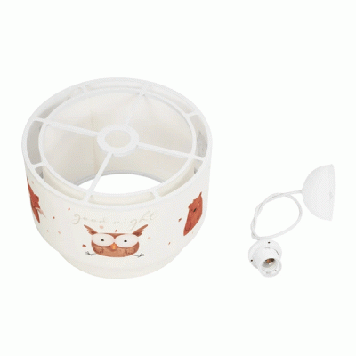 GloboStar® OWL 204-0001 Παιδικό Κρεμαστό Φωτιστικό Φιγούρα Μονόφωτο 1 x E27 IP20 Λευκό Ύφασμα - Μ30 x Π30 x Υ70cm