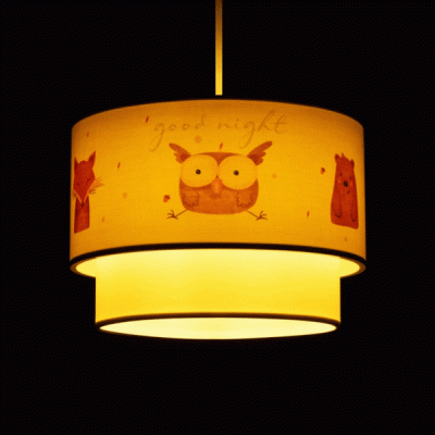 GloboStar® OWL 204-0001 Παιδικό Κρεμαστό Φωτιστικό Φιγούρα Μονόφωτο 1 x E27 IP20 Λευκό Ύφασμα - Μ30 x Π30 x Υ70cm
