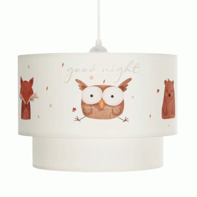 GloboStar® OWL 204-0001 Παιδικό Κρεμαστό Φωτιστικό Φιγούρα Μονόφωτο 1 x E27 IP20 Λευκό Ύφασμα - Μ30 x Π30 x Υ70cm