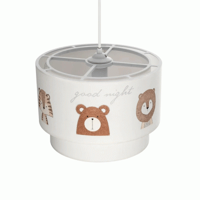 GloboStar® BEAR 204-0003 Παιδικό Κρεμαστό Φωτιστικό Φιγούρα Μονόφωτο 1 x E27 IP20 Λευκό Ύφασμα - Μ30 x Π30 x Υ70cm