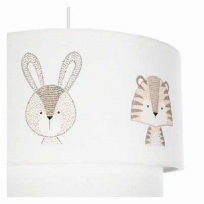 GloboStar® BEAR 204-0003 Παιδικό Κρεμαστό Φωτιστικό Φιγούρα Μονόφωτο 1 x E27 IP20 Λευκό Ύφασμα - Μ30 x Π30 x Υ70cm