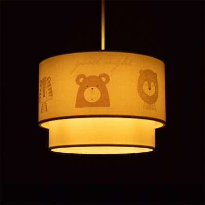 GloboStar® BEAR 204-0003 Παιδικό Κρεμαστό Φωτιστικό Φιγούρα Μονόφωτο 1 x E27 IP20 Λευκό Ύφασμα - Μ30 x Π30 x Υ70cm