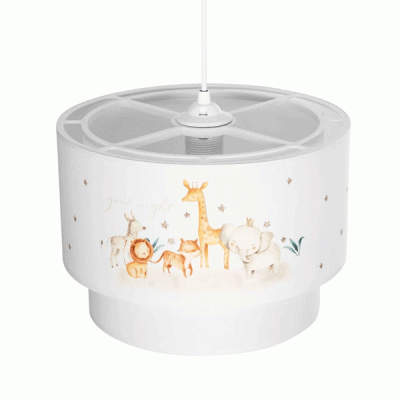 GloboStar® GIRAFFE 204-0007 Παιδικό Κρεμαστό Φωτιστικό Φιγούρα Μονόφωτο 1 x E27 IP20 Λευκό Ύφασμα - Μ30 x Π30 x Υ70cm