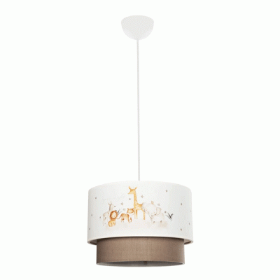 GloboStar® GIRAFFE 204-0008 Παιδικό Κρεμαστό Φωτιστικό Φιγούρα Μονόφωτο 1 x E27 IP20 Λευκό & Γκρι Ύφασμα - Μ30 x Π30 x Υ70cm