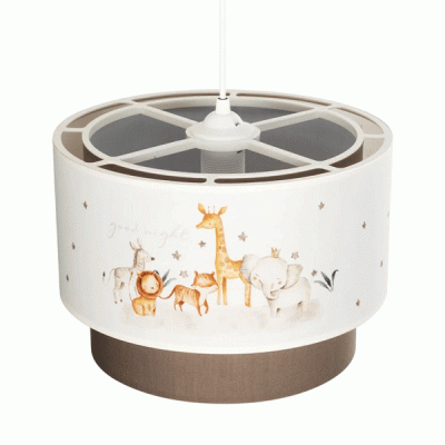 GloboStar® GIRAFFE 204-0008 Παιδικό Κρεμαστό Φωτιστικό Φιγούρα Μονόφωτο 1 x E27 IP20 Λευκό & Γκρι Ύφασμα - Μ30 x Π30 x Υ70cm