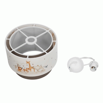 GloboStar® GIRAFFE 204-0008 Παιδικό Κρεμαστό Φωτιστικό Φιγούρα Μονόφωτο 1 x E27 IP20 Λευκό & Γκρι Ύφασμα - Μ30 x Π30 x Υ70cm
