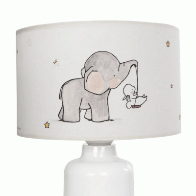 GloboStar® ELEPHANT 204-0025 Παιδικό Eπιτραπέζιο Φωτιστικό Φιγούρα Μονόφωτο 1 x E27 IP20 Λευκό & Γκρι Ύφασμα - Μ24 x Π24 x Υ32cm