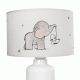 GloboStar® ELEPHANT 204-0025 Παιδικό Eπιτραπέζιο Φωτιστικό Φιγούρα Μονόφωτο 1 x E27 IP20 Λευκό & Γκρι Ύφασμα - Μ24 x Π24 x Υ32cm
