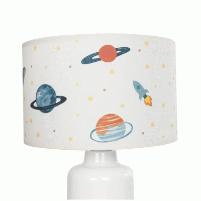 GloboStar® SATURN 204-0030 Παιδικό Eπιτραπέζιο Φωτιστικό Φιγούρα Μονόφωτο 1 x E27 IP20 Μπεζ Ύφασμα - Μ24 x Π24 x Υ32cm