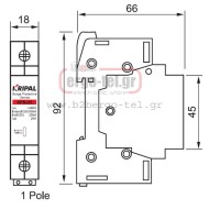 Αντικεραυνικό γραμμής 230/320V AC τύπου 1 (B) 35kA μονοφασικό 1P+N 1.0/2.0kV για φωτοβολταϊκά Αντικεραυνικό γραμμής 230/320V AC τύπου 1 (B) 35kA μονοφασικό 1P+N 1.0/2.0kV για φωτοβολταϊκά