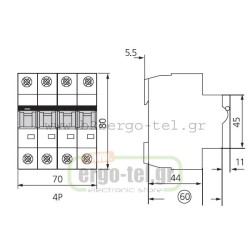 Ασφάλεια αυτόματη τετραπολική (4P) 20Α 10ΚΑ KRIPAL UKB7-20/4