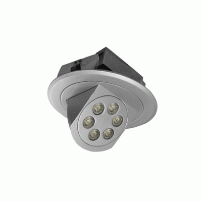 Σποτ Led χωνευτό κινητό αλουμινίου ασημί 6x3W ψυχρό φως δέσμης 45° χωρίς τροφοδοτικό