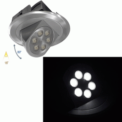 Σποτ Led χωνευτό κινητό 6x3W αλουμινίου σατινέ ψυχρό φως δέσμης 18° χωρίς τροφοδοτικό