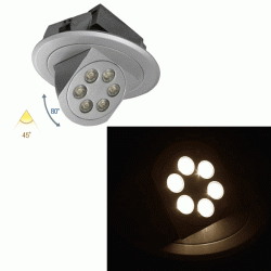 Led σποτ αλουμινίου χωνευτό κινητό ασημί 6x3W θερμό φως γωνία δέσμης 45° χωρίς τροφοδοτικό