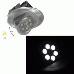 Σποτ Led χωνευτό κινητό αλουμινίου σατινέ 6x3W ψυχρό φως δέσμης 45° χωρίς τροφοδοτικό