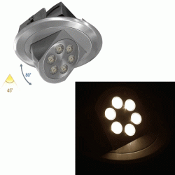Σποτ Led χωνευτό κινητό αλουμινίου σατινέ 6x3W θερμό φως δέσμης 45° χωρίς τροφοδοτικό