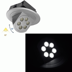 Σποτ Led χωνευτό κινητό αλουμινίου ασημί 6x3W ψυχρό φως δέσμης 60° χωρίς τροφοδοτικό