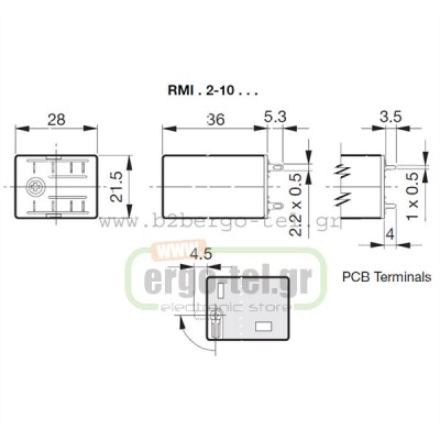 Μικρορελέ τετράγωνο 10A CARLO GAVAZZI RMIA210 2C/O 110V DC 8 ποδιών με ενσωματωμένο LED