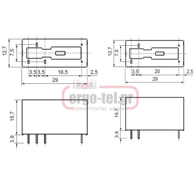 Ρελέ τυπωμένου κυκλώματος 12A RELPOL RM87.1012 1 επαφής PCB 12V DC