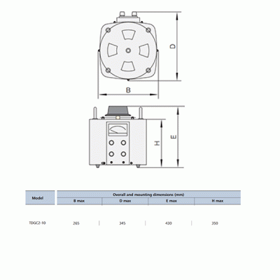 Ρυθμιστής τάσης TDGC2-10 μονοφασικός 0-250V ισχύς εξόδου 10KVA ρεύμα 40A SIMIN