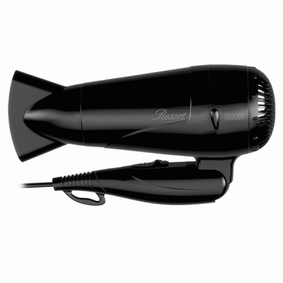 Σεσουάρ μαλλιών ξενοδοχειακού τύπου LIFE RESORT BLACK 1600W 220-240V με επιτοίχια βάση