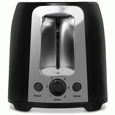 Αυτόματη φρυγανιέρα LIFE CRISPY BLACK 750W με 3 πλήκτρα ελέγχου για απόψυξη, αναθέρμανση & διακοπή