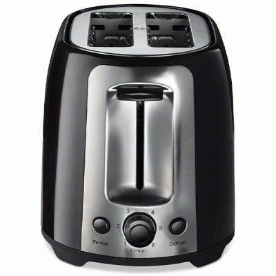 Αυτόματη φρυγανιέρα LIFE CRISPY BLACK 750W με 3 πλήκτρα ελέγχου για απόψυξη, αναθέρμανση & διακοπή