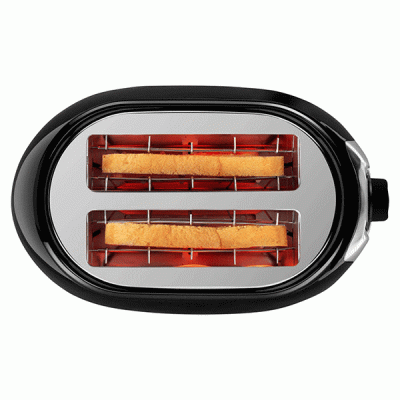 Αυτόματη φρυγανιέρα LIFE CRISPY BLACK 750W με 3 πλήκτρα ελέγχου για απόψυξη, αναθέρμανση & διακοπή