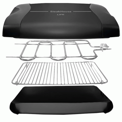 Επιτραπέζια ηλεκτρική ψησταριά LIFE Steakhouse 1100W με άνω αντίσταση και καπάκι Επιτραπέζια ηλεκτρική ψησταριά LIFE Steakhouse 1100W με άνω αντίσταση και καπάκι
