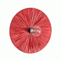 Φωτιστικό Boho Raffia  επιτοίχιο απλίκα μονόφωτο 1 x E27 IP20 κόκκινο χρώμα με διαστάσεις  Μ40 x Π40 x Υ9cm