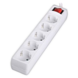 Πολύπριζο 5 θέσεων SONORA PSW501 250V 16A με διακόπτη ON/OFF και καλώδιο 1.5m σε λευκό χρώμα